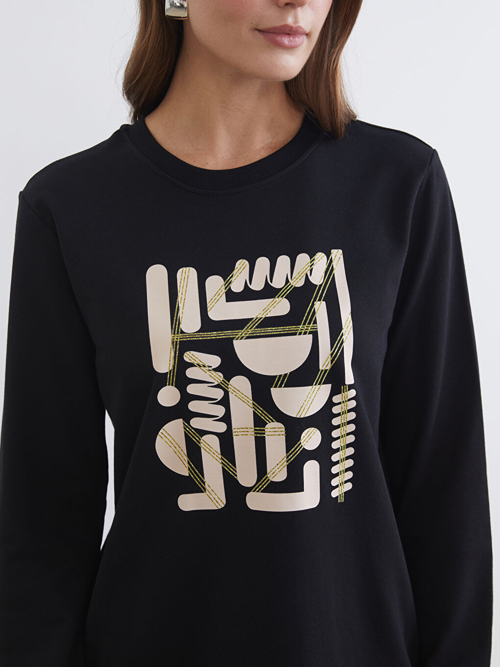 Crew Neck Printed Women's Sweatshirt Tunic-2