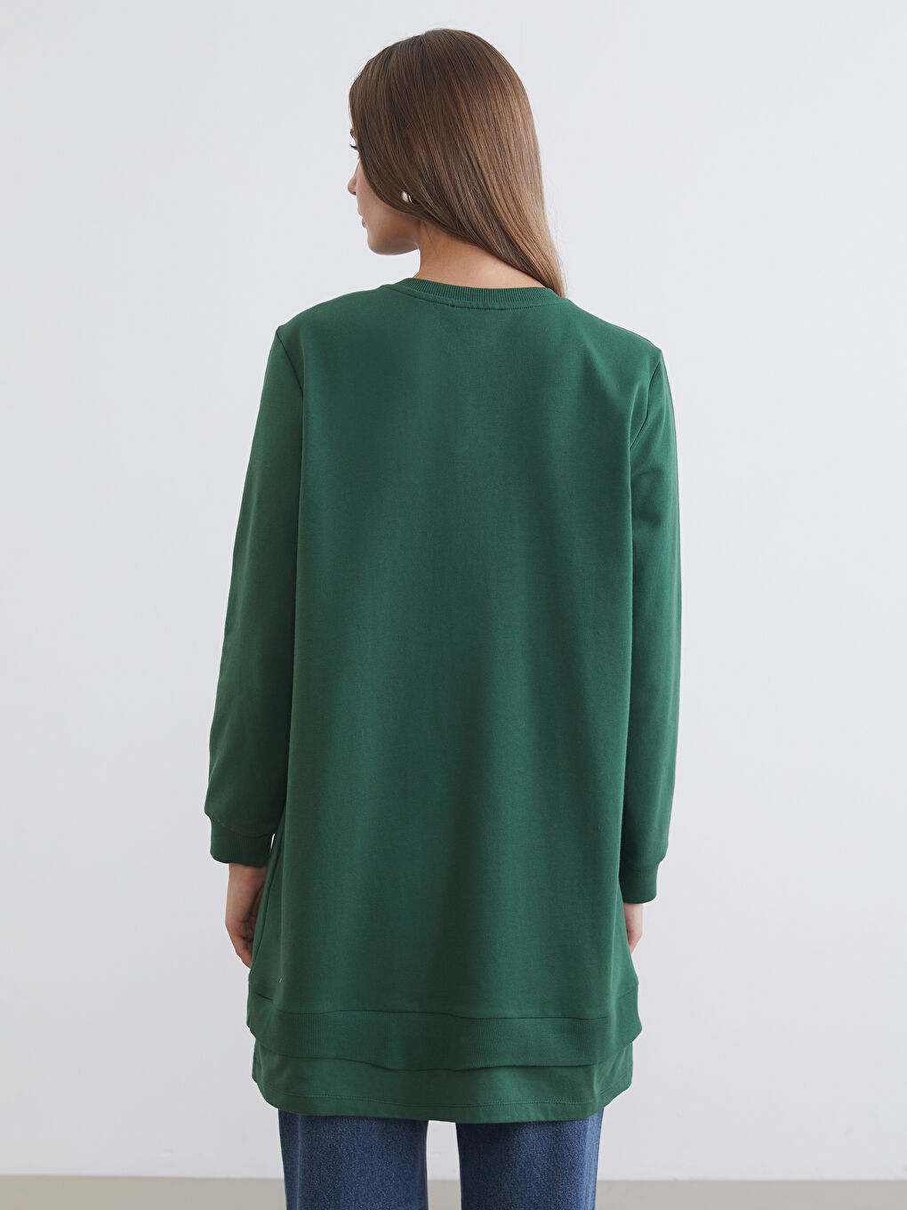 تونيك سويتشيرت مطبوع بياقة دائرية للسيدات-6