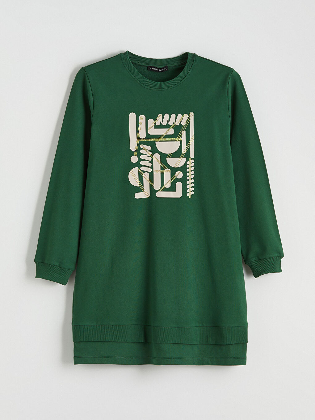 تونيك سويتشيرت مطبوع بياقة دائرية للسيدات-8