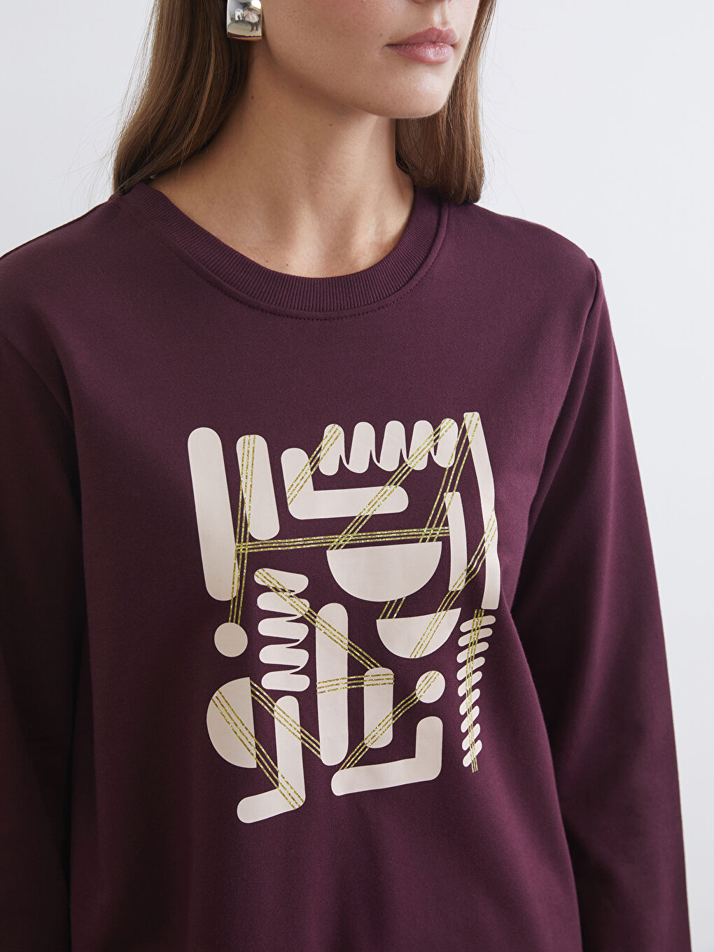 Crew Neck Printed Women's Sweatshirt Tunic-2