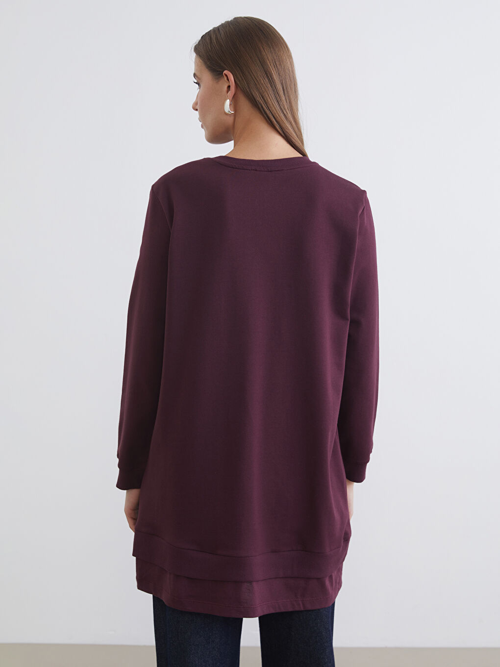 Crew Neck Printed Women's Sweatshirt Tunic-3