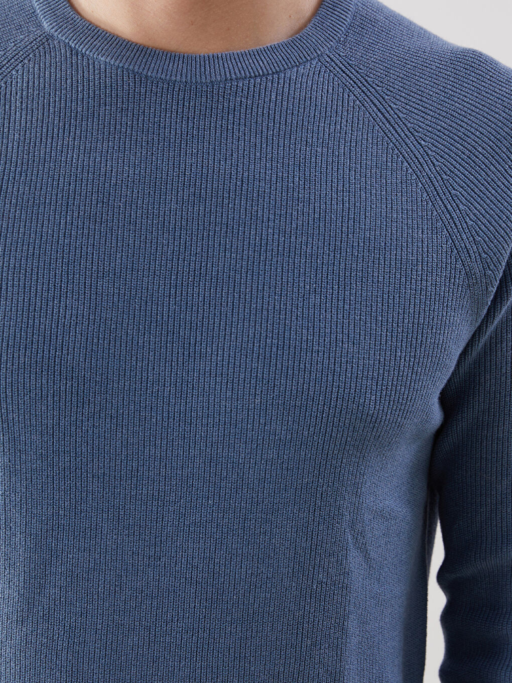 Crew Neck Long Sleeve Men's Tricot Sweater-2