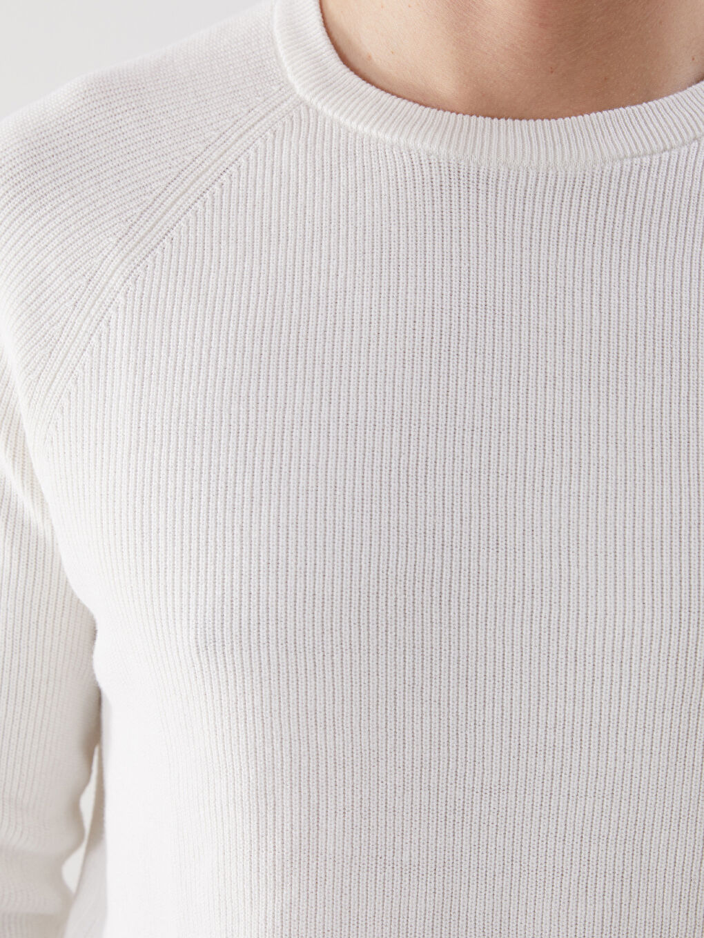 Crew Neck Long Sleeve Men's Tricot Sweater-2
