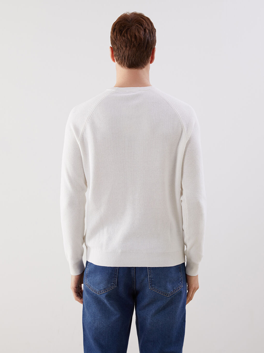 Crew Neck Long Sleeve Men's Tricot Sweater-3