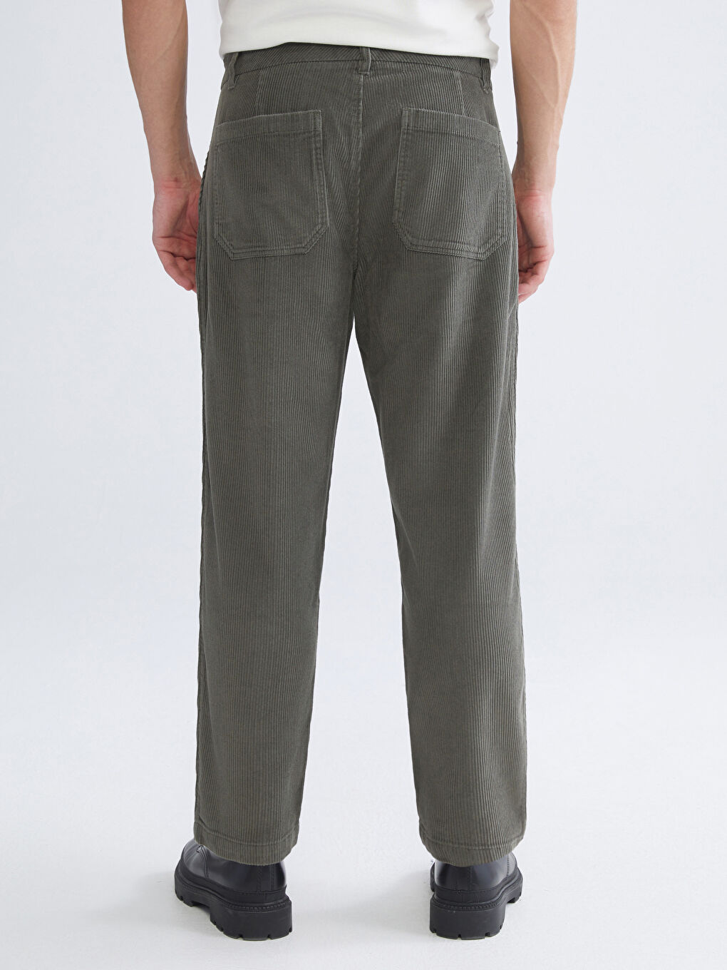 Haki Rahat Kalıp Kadife Erkek Pantolon-7