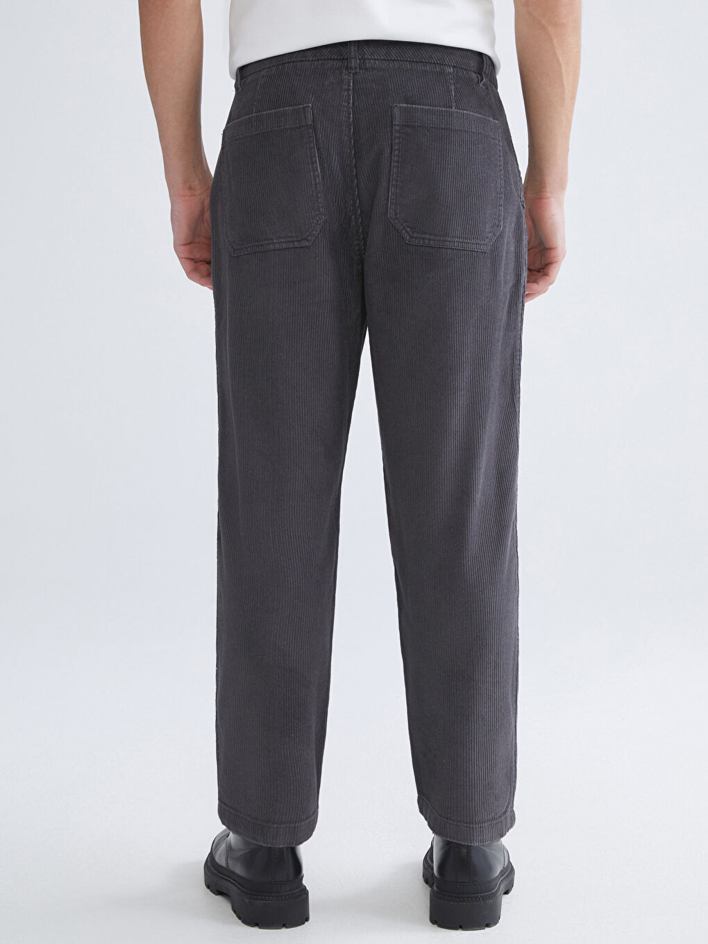 Antrasit Rahat Kalıp Kadife Erkek Pantolon-3