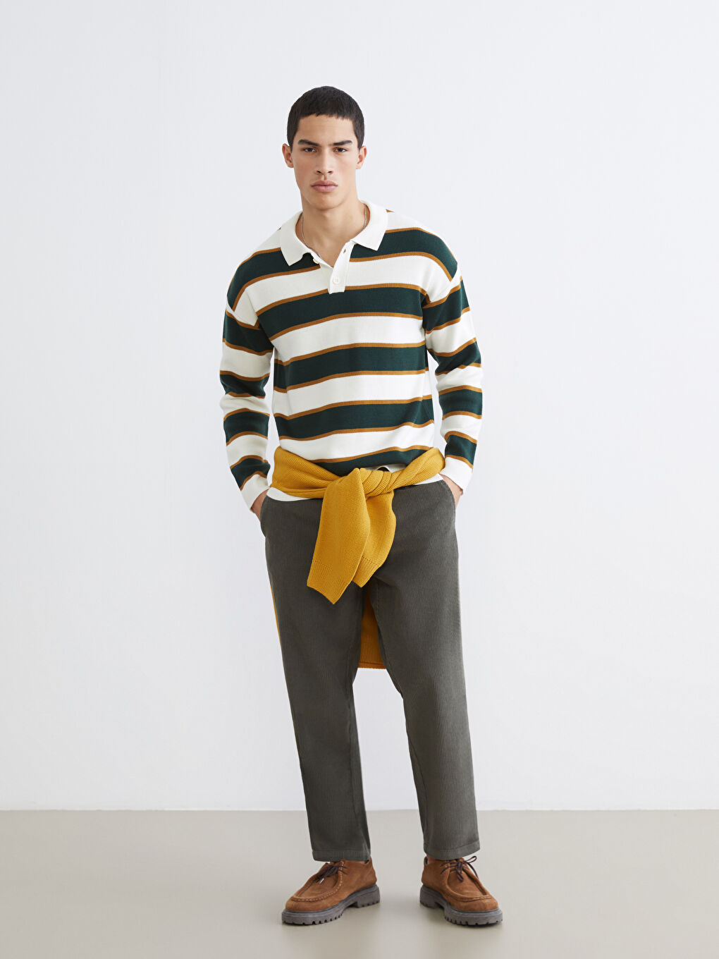 Haki Rahat Kalıp Kadife Erkek Pantolon-1