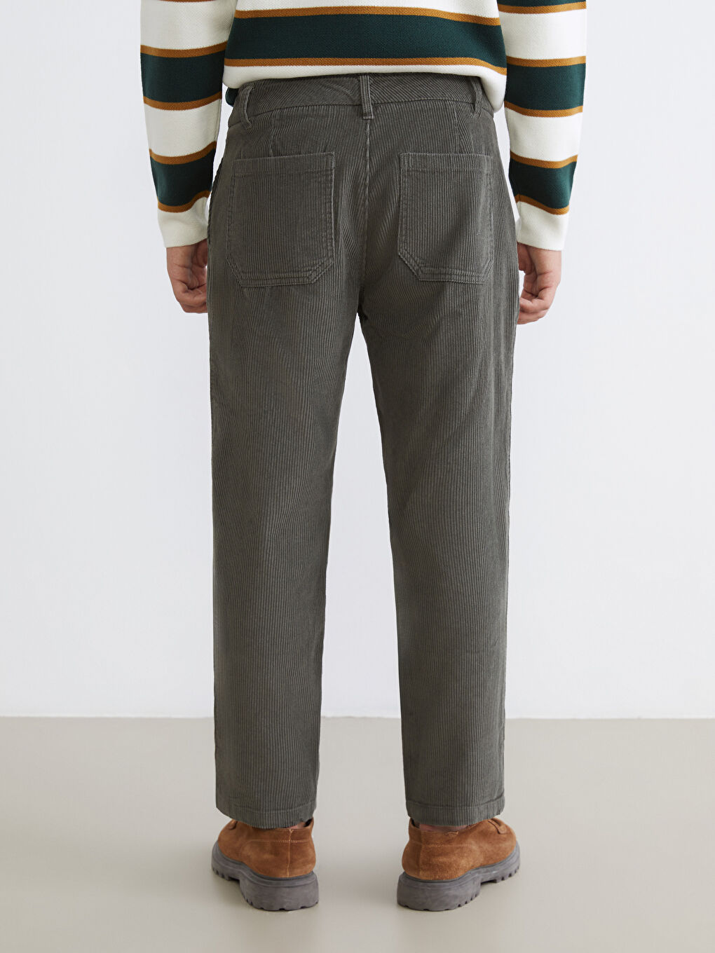 Haki Rahat Kalıp Kadife Erkek Pantolon-6