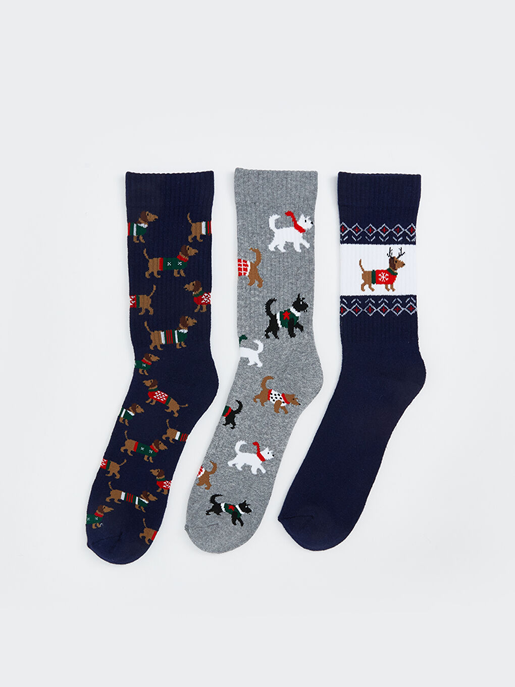 Коледни тематични чорапи за глезени за мъже 3 опаковки-1