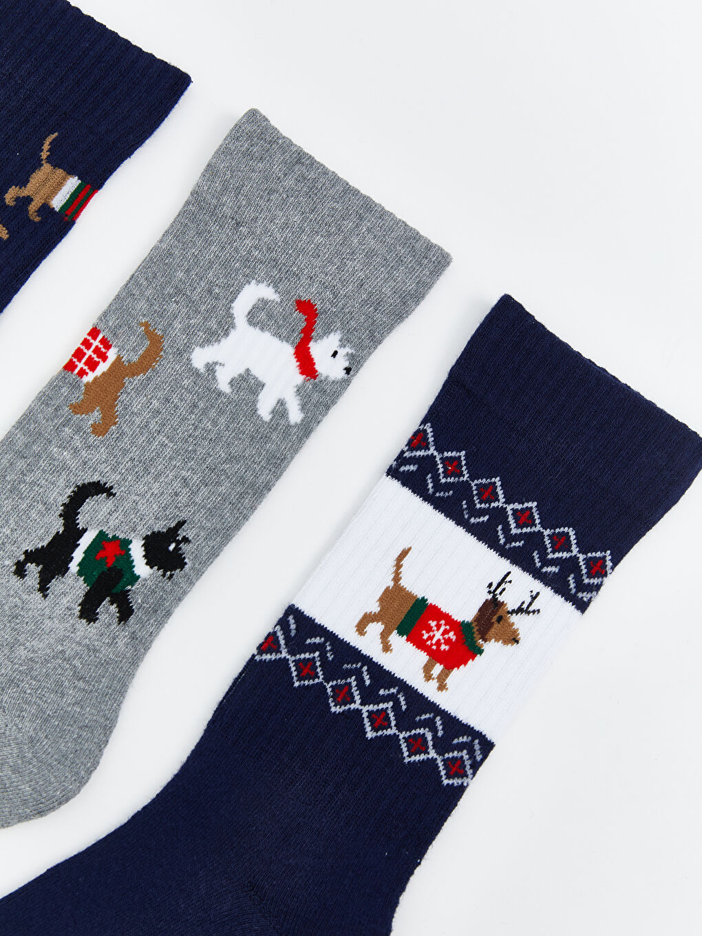 Коледни тематични чорапи за глезени за мъже 3 опаковки-2