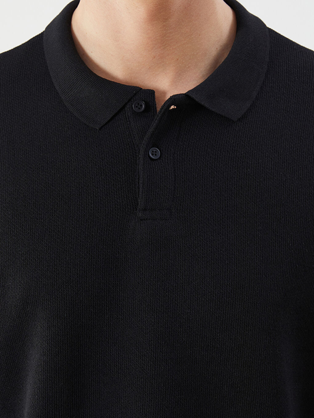 Siyah Polo Yaka Erkek Triko Kazak-2