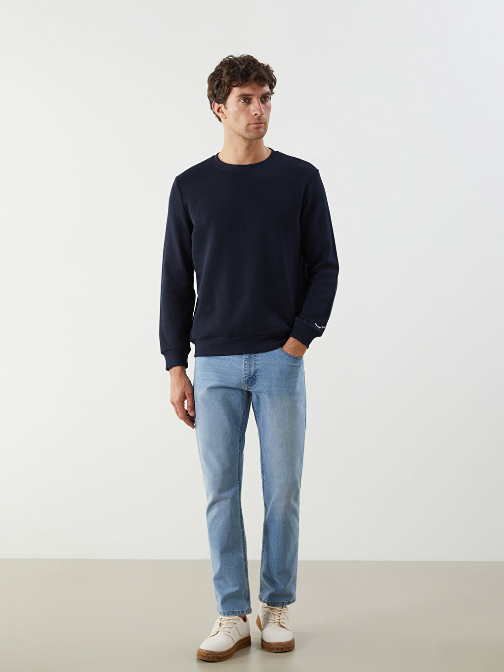 Lacivert Bisiklet Yaka Erkek Triko Kazak-1