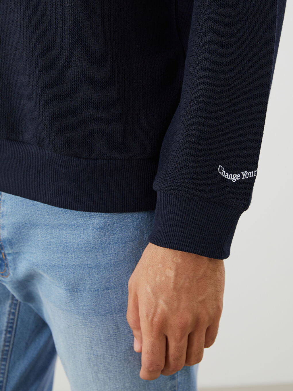 Lacivert Bisiklet Yaka Erkek Triko Kazak-2