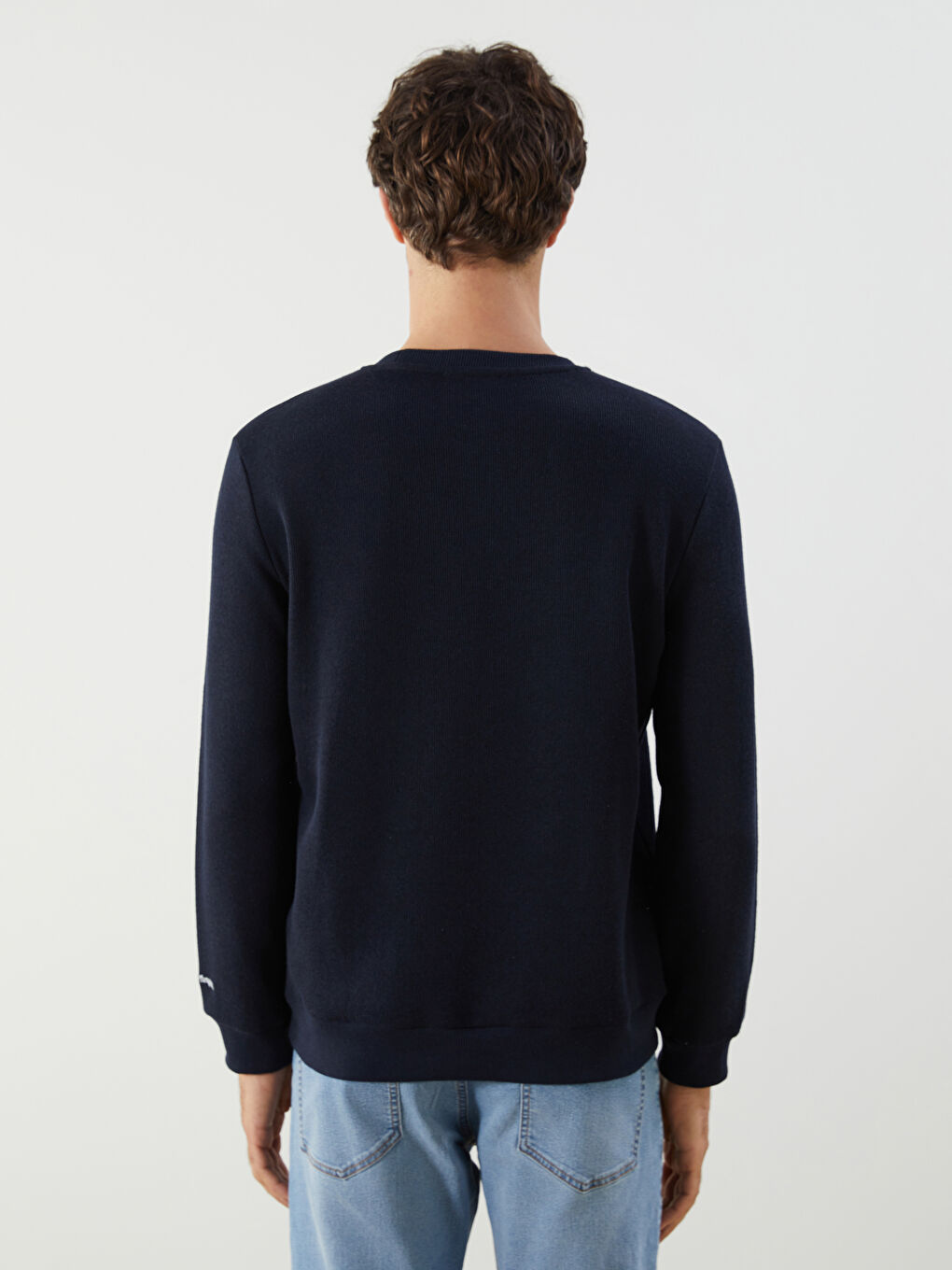 Lacivert Bisiklet Yaka Erkek Triko Kazak-3