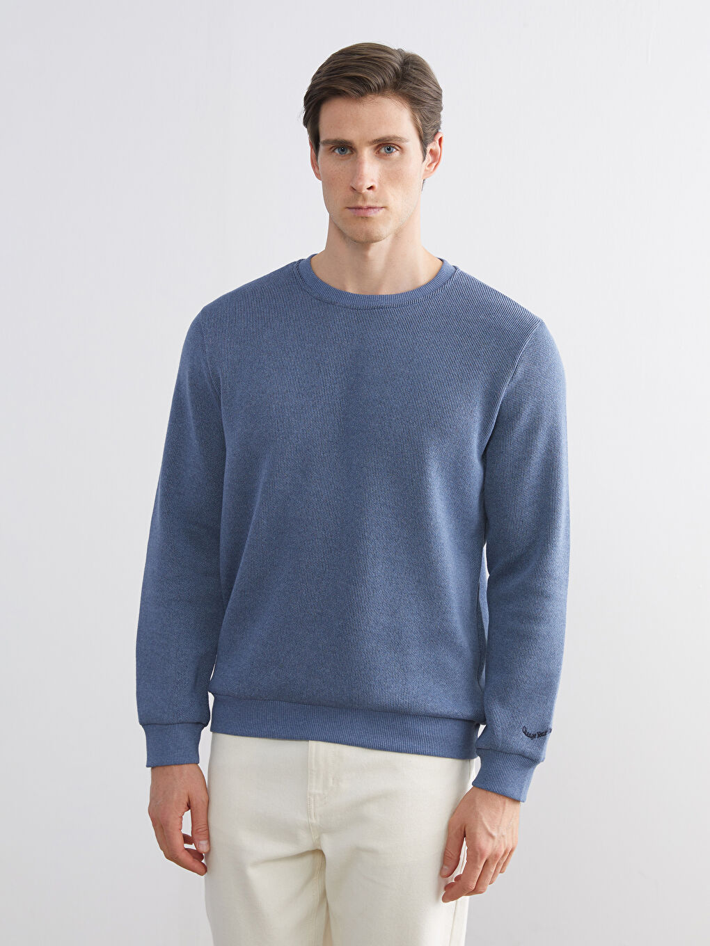 İndigo Bisiklet Yaka Erkek Triko Kazak