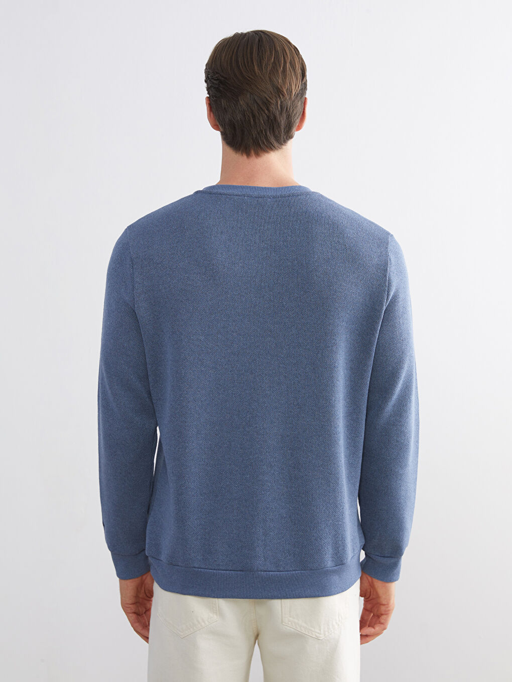 İndigo Bisiklet Yaka Erkek Triko Kazak-3