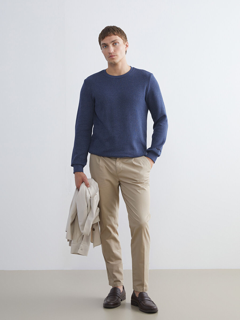 Petrol Bisiklet Yaka Erkek Triko Kazak-1