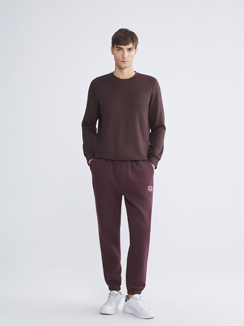 Bordo Standart Kalıp Erkek Jogger Eşofman Altı