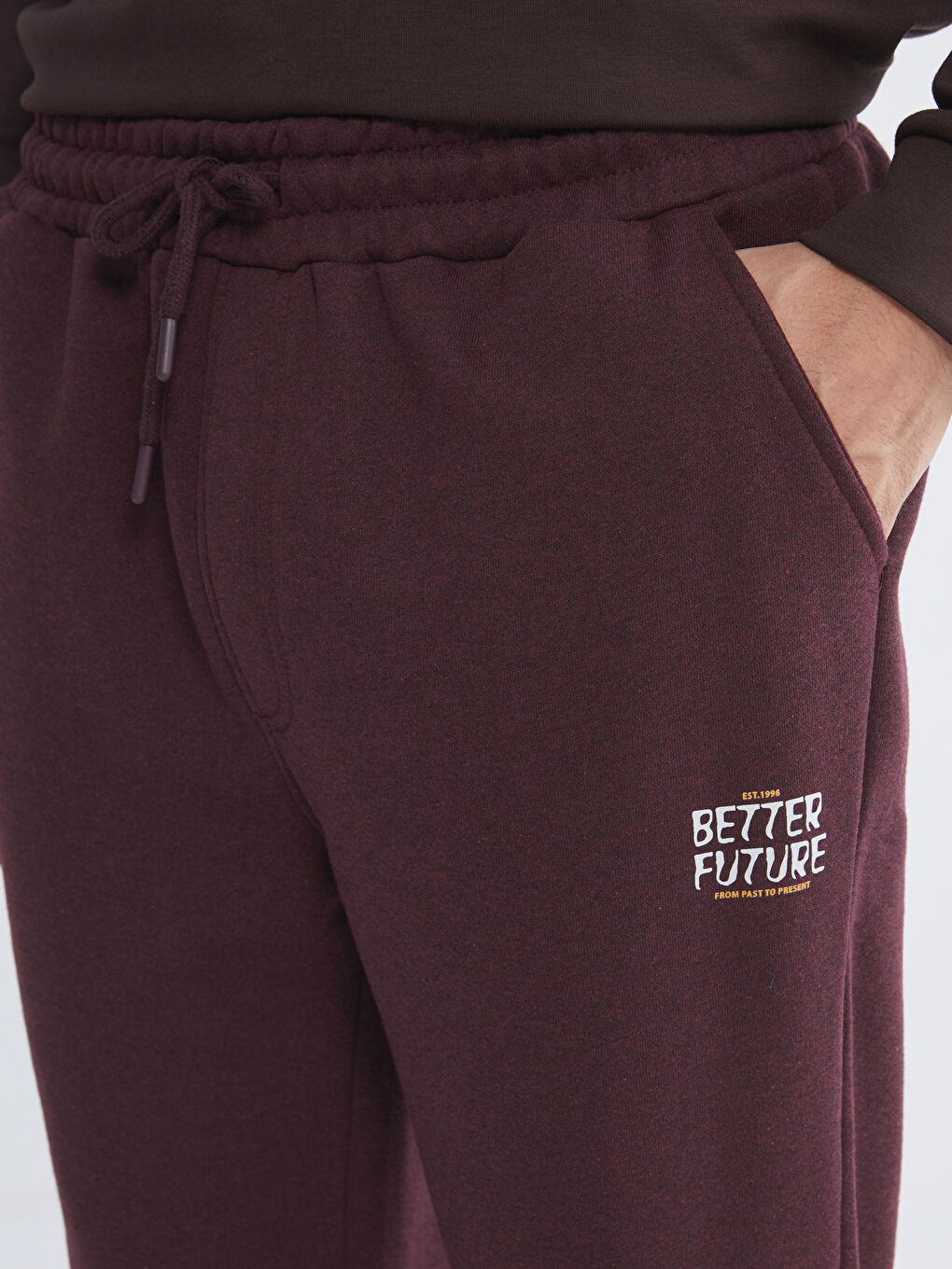 Bordo Standart Kalıp Erkek Jogger Eşofman Altı-2