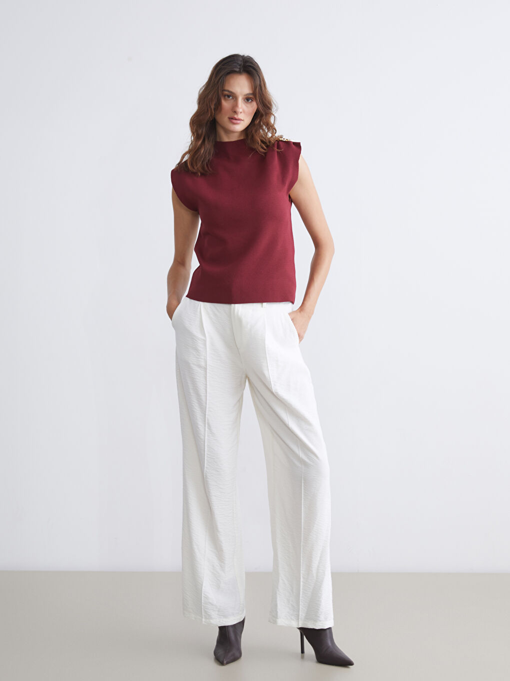 LCW Vision Crew Neck Women's Knitwear Tank Top -W5FE26Z8-CVV