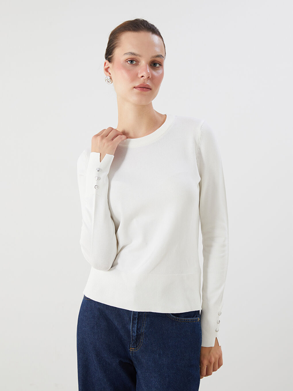 LCW Vision Crew Neck Women's Knitwear Sweater -W5FE27Z8-FDU