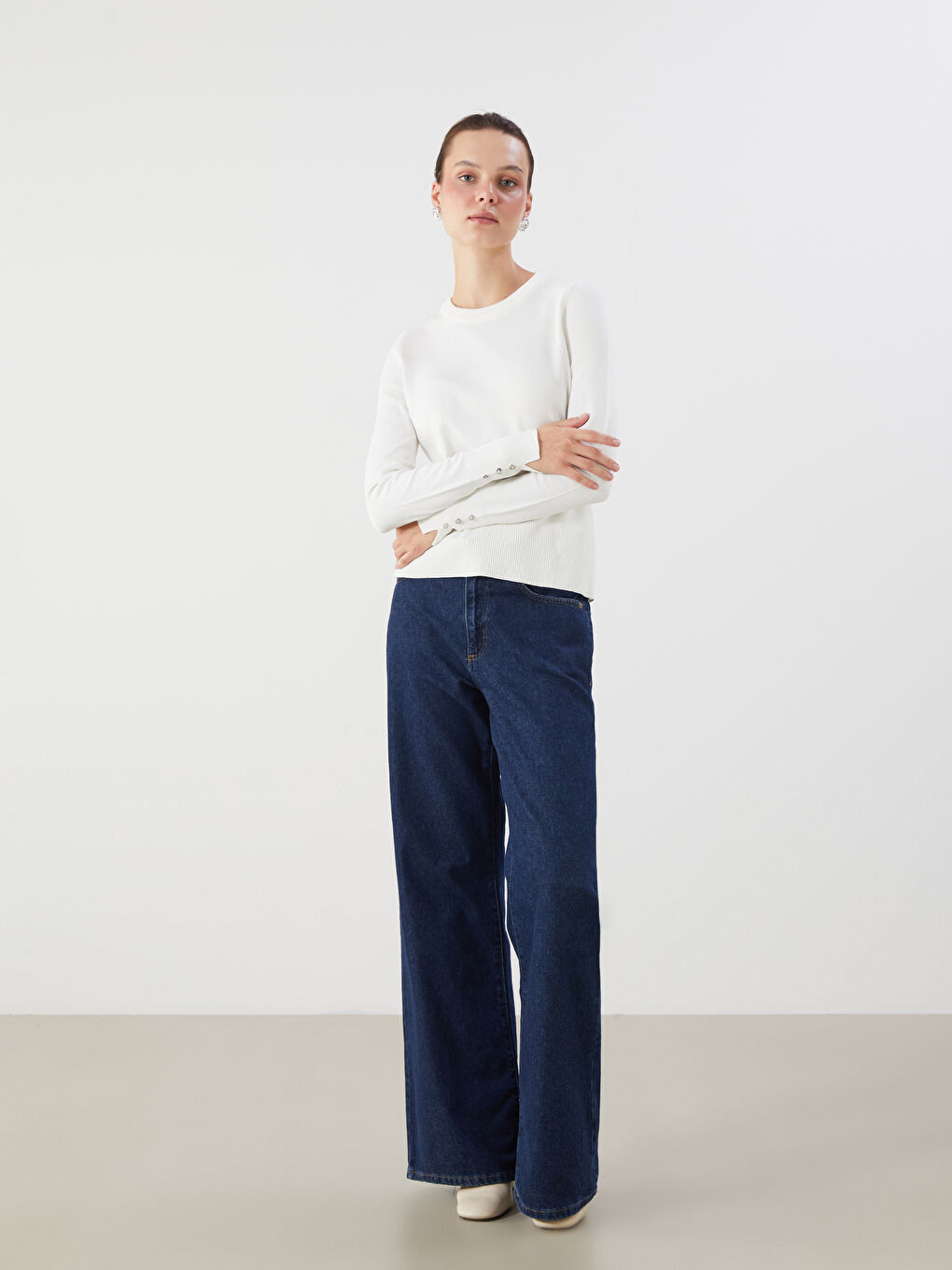 LCW Vision Crew Neck Women's Knitwear Sweater -W5FE27Z8-FDU