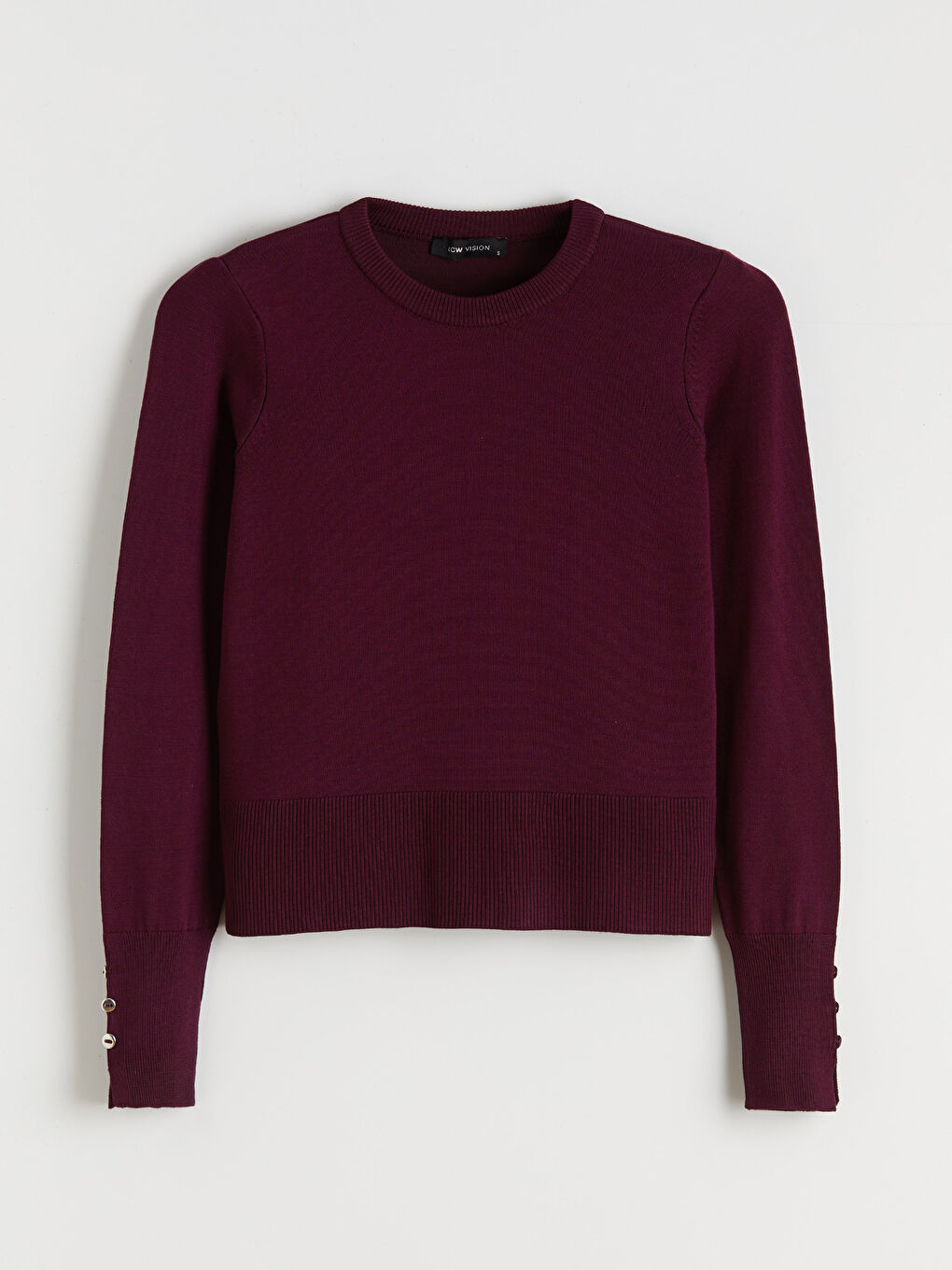 Женский трикотажный свитер с круглым вырезом-4