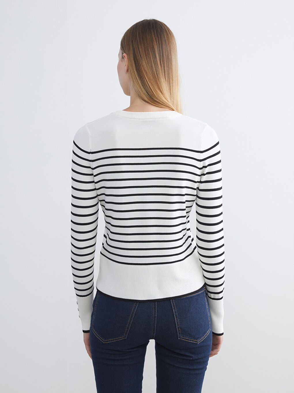 LCW Vision Crew Neck Striped Women's Knitwear Sweater -W5FE27Z8-LEG