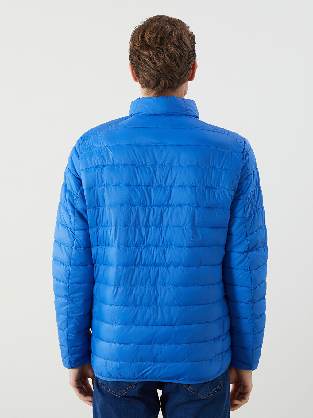 Mavi Standart Kalıp Dik Yaka Erkek Şişme Mont-3