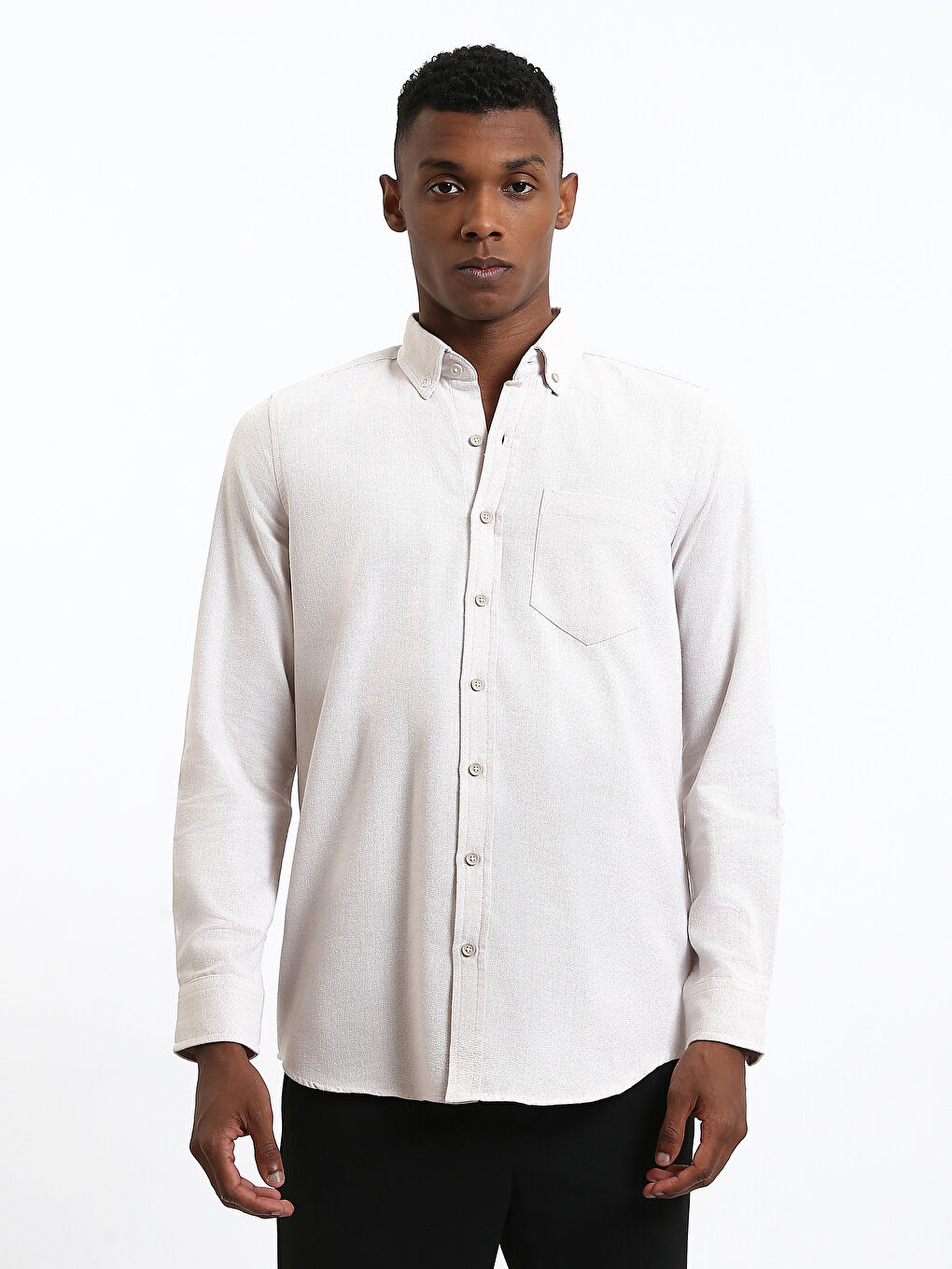 Regular Fit Dobby Fabric Men's Shirt