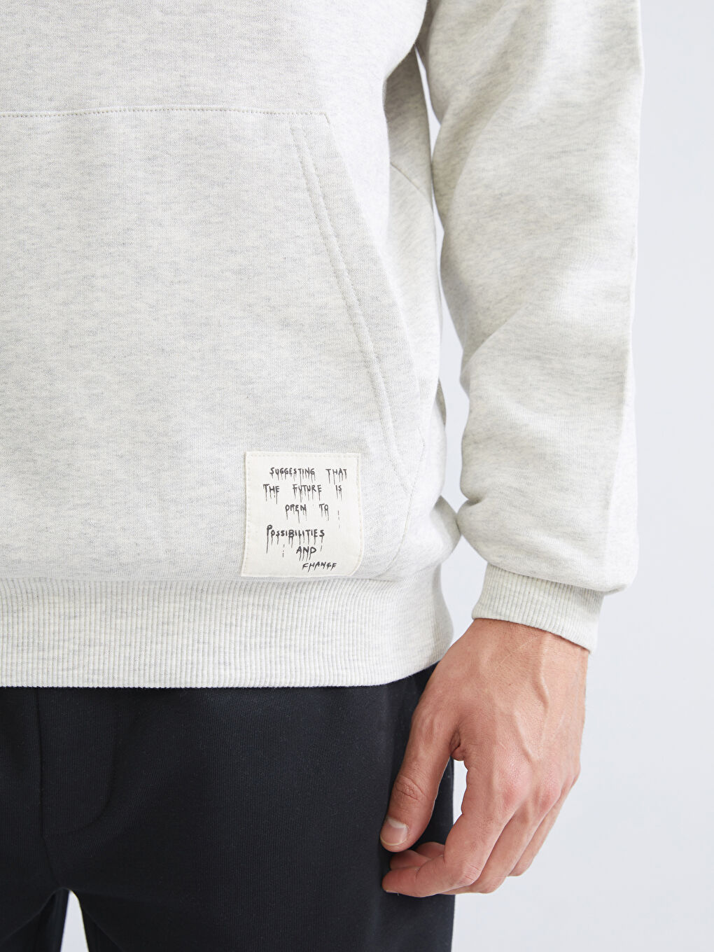 Beyaz Uzun Kollu Erkek Hoodie-3