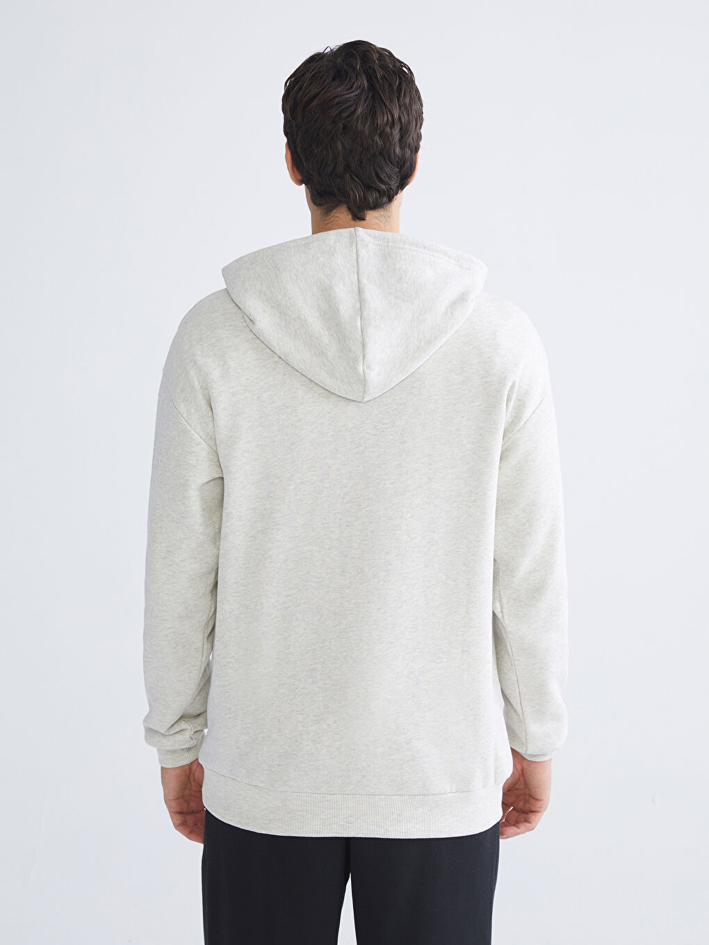 Beyaz Uzun Kollu Erkek Hoodie-4