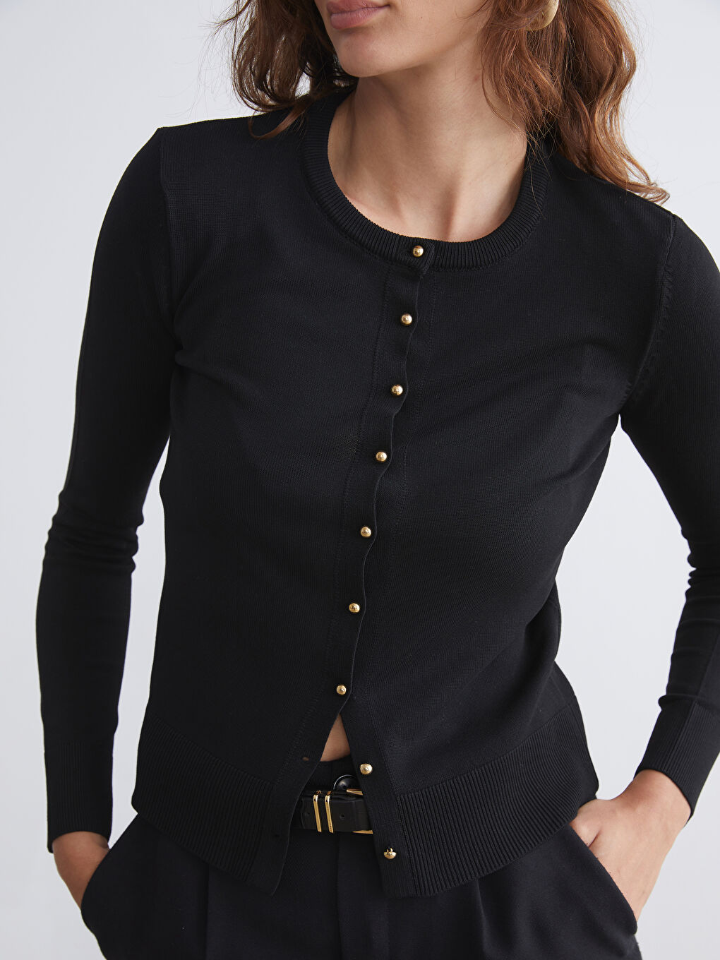 LCW Vision Crew Neck Women's Knitwear Cardigan -W5FE39Z8-CVL