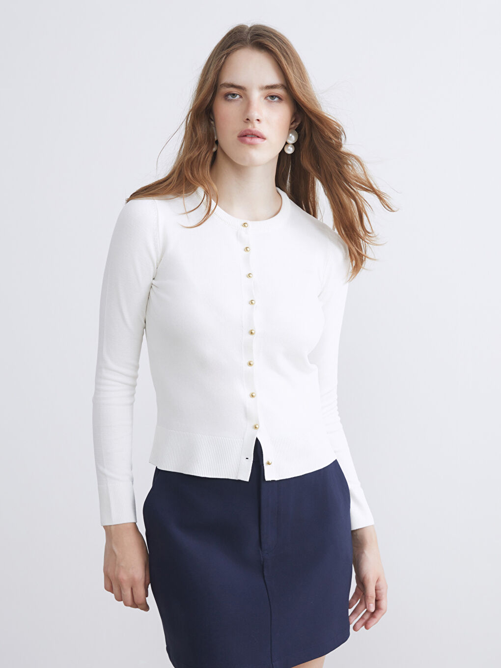 LCW Vision Crew Neck Women's Knitwear Cardigan -W5FE39Z8-R9J