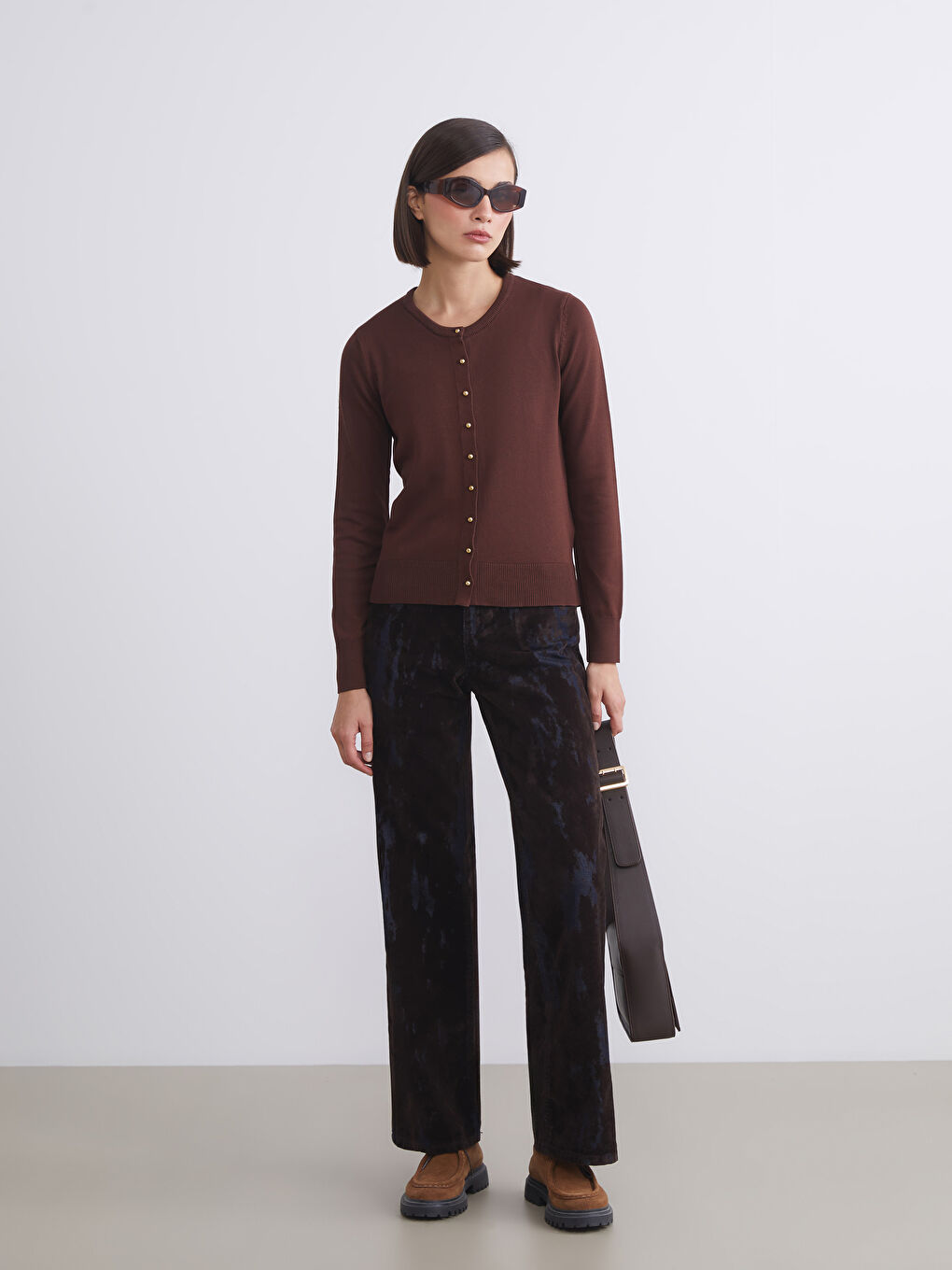LCW Vision Crew Neck Women's Knitwear Cardigan -W5FE39Z8-HCJ