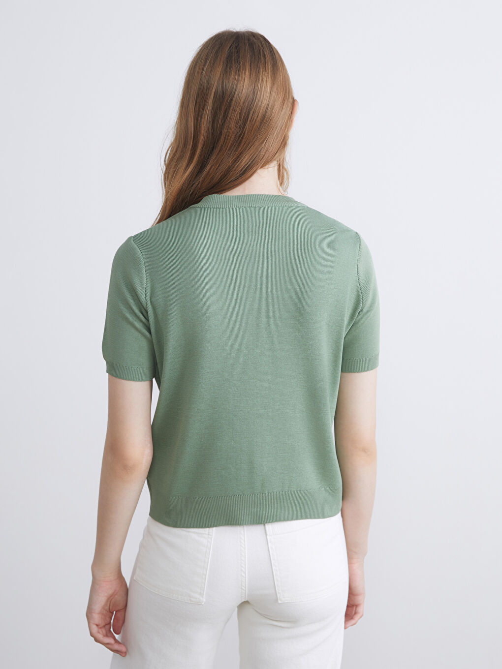 Haki Bisiklet Yaka Kadın Triko Hırka-3