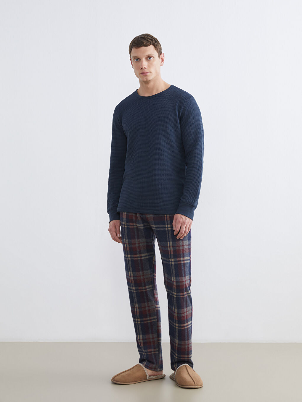 Bordo Standart Kalıp Erkek Pijama Alt