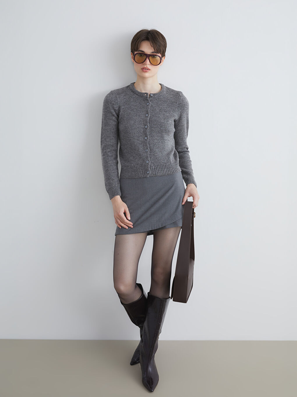 LCW Vision Crew Neck Women's Knitwear Cardigan -W5FE48Z8-D2X