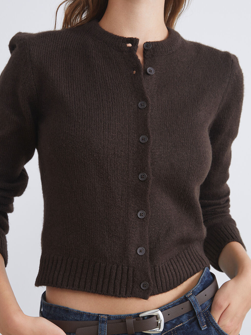 LCW Vision Crew Neck Women's Knitwear Cardigan -W5FE48Z8-HCJ