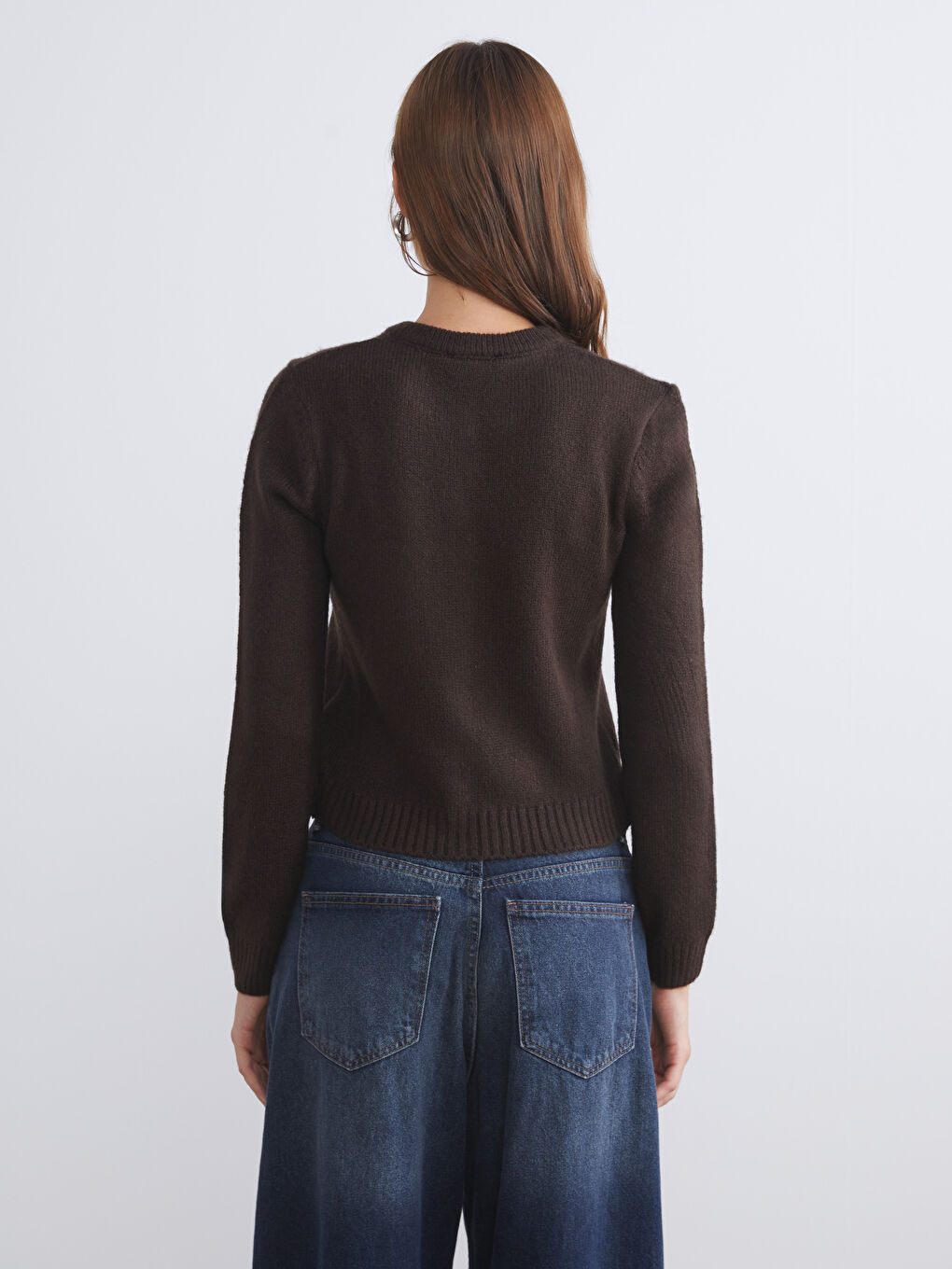 LCW Vision Crew Neck Women's Knitwear Cardigan -W5FE48Z8-HCJ