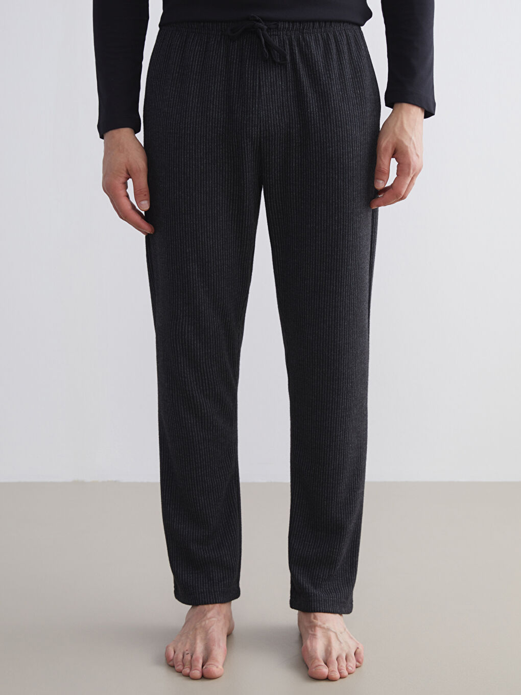 Siyah Standart Kalıp Erkek Pijama Alt-1