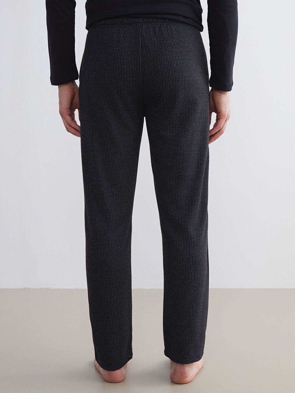 Siyah Standart Kalıp Erkek Pijama Alt-3