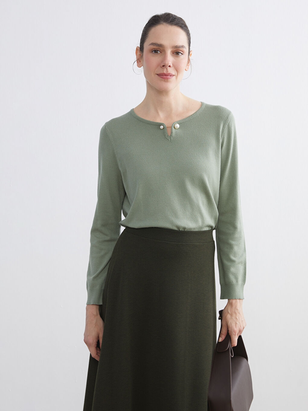 Crew Neck Women's Knitwear Sweater