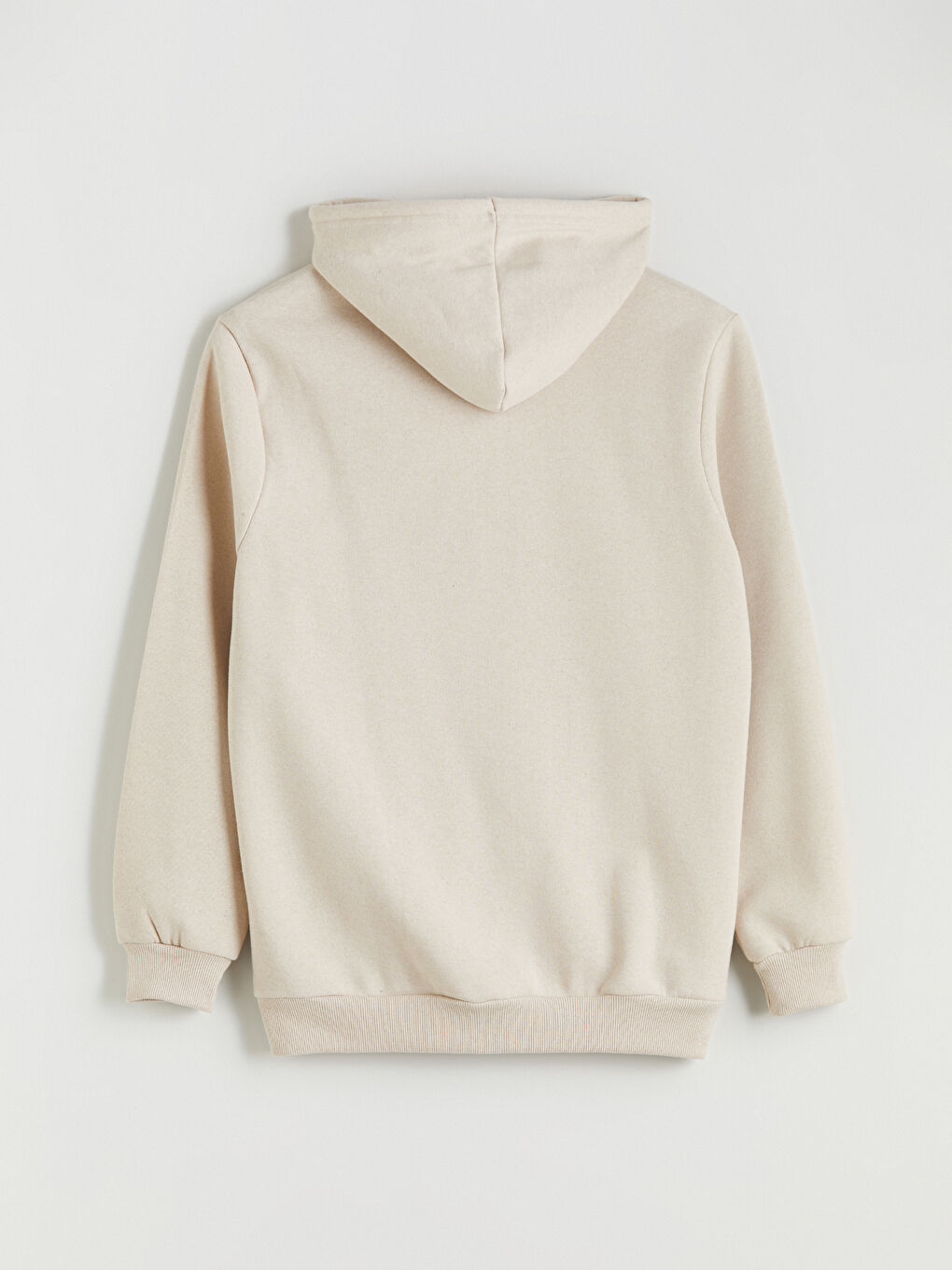 Bej Kapüşonlu Uzun Kollu Erkek Fermuarlı Sweatshirt-6