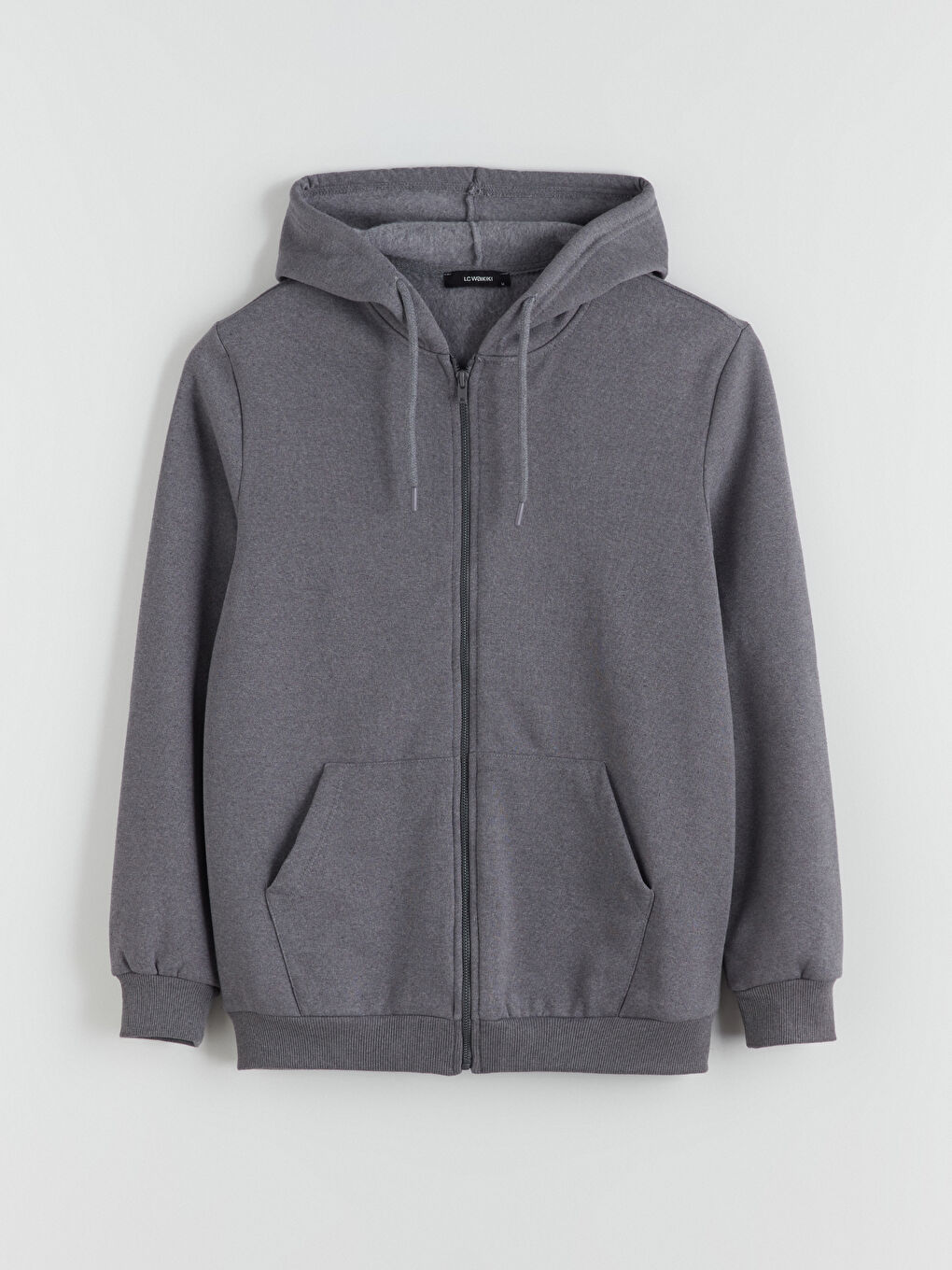 Antrasit Kapüşonlu Uzun Kollu Erkek Fermuarlı Sweatshirt-4