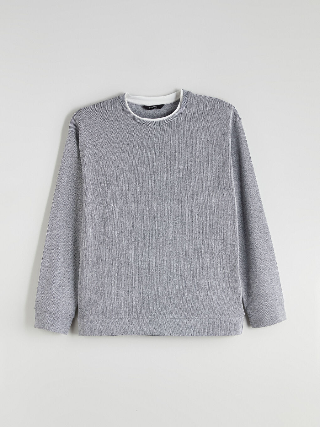 Beyaz Bisiklet Yaka Erkek Sweatshirt-4