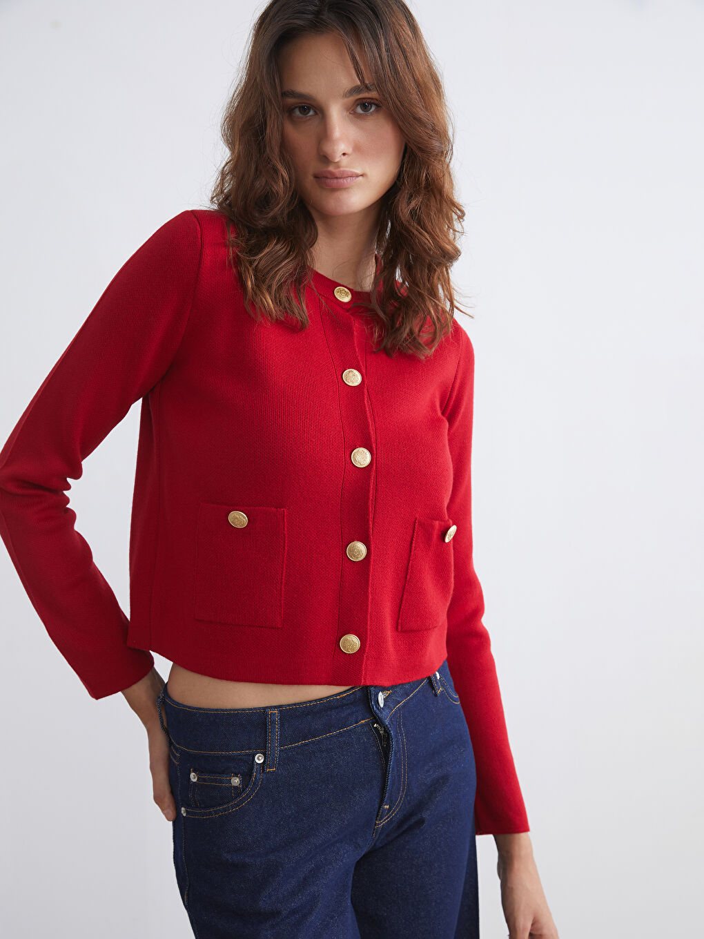 LCW Vision Crew Neck Women's Knitwear Cardigan -W5FE67Z8-HJQ