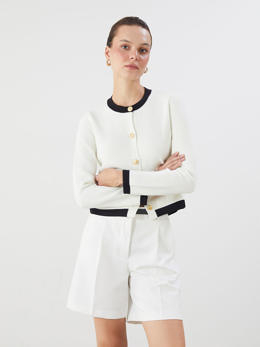 LCW Vision Crew Neck Women's Knitwear Cardigan -W5FE68Z8-FDU
