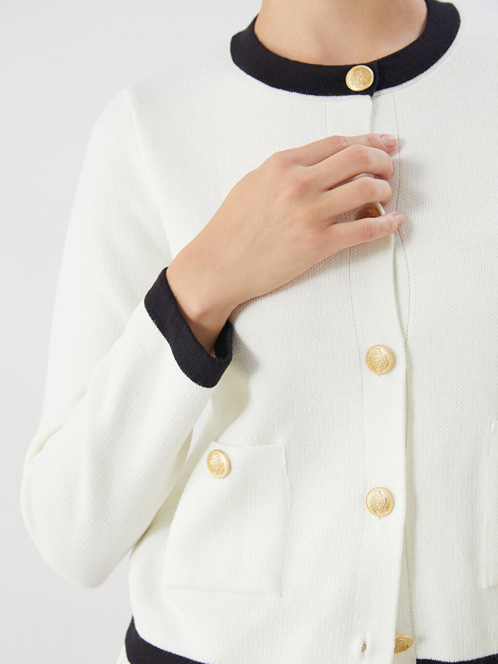 LCW Vision Crew Neck Women's Knitwear Cardigan -W5FE68Z8-FDU