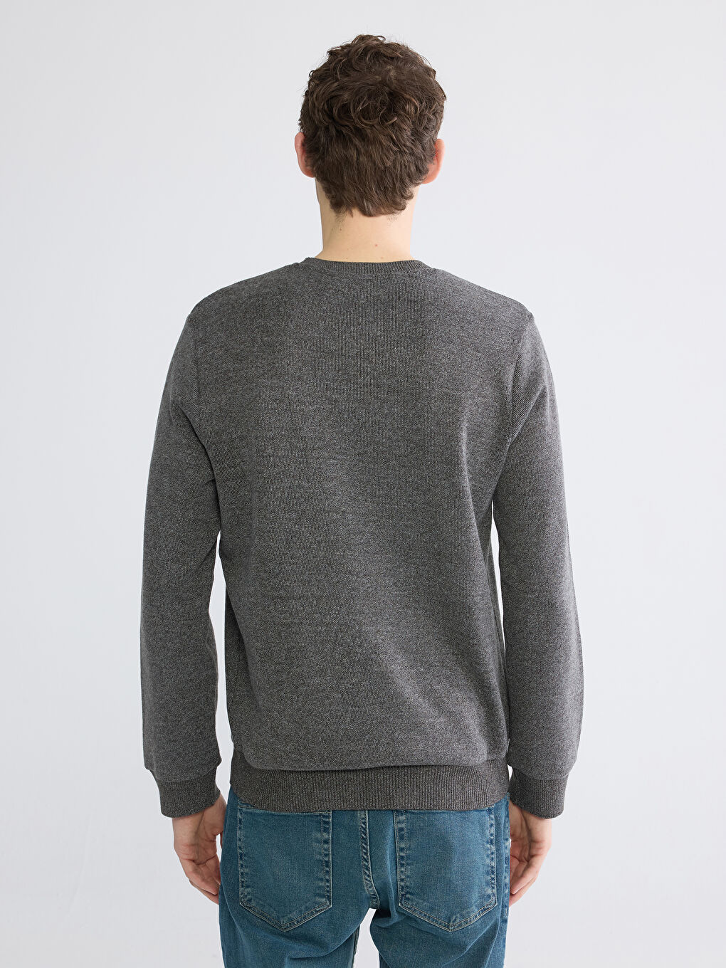 Crew Neck Basic Men's Sweatshirt-3